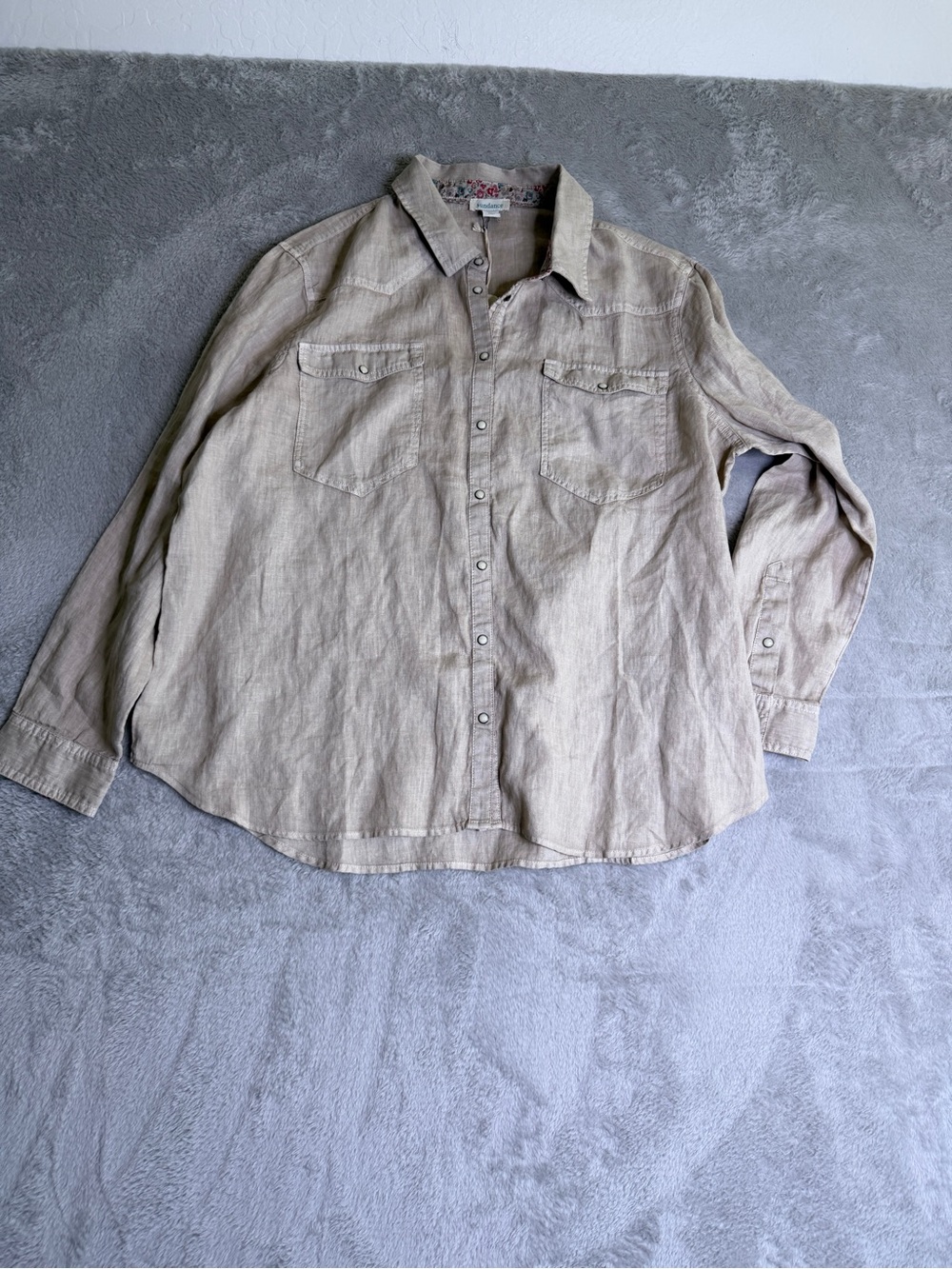 Sundance Beige Button-Up Casual Linen  Shirt XL NWT